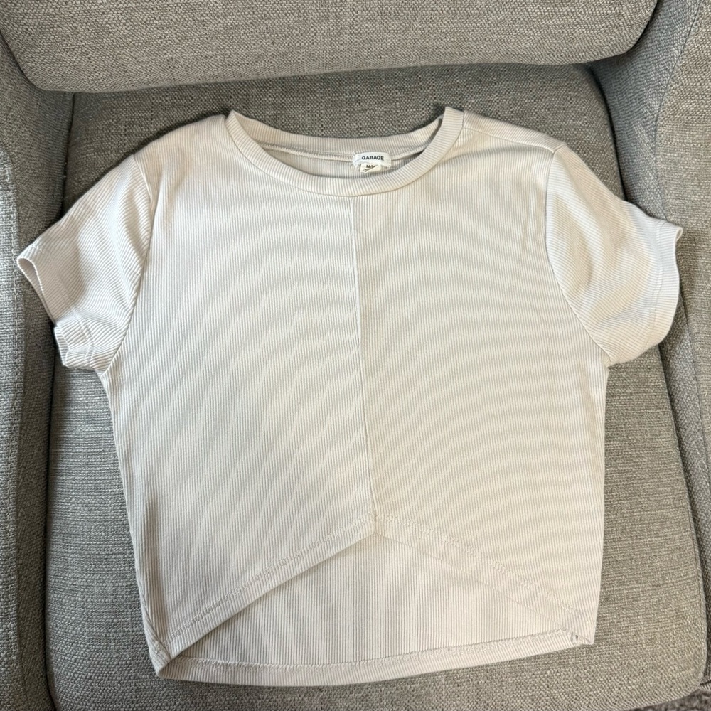 Garage Beige Ribbed Knit Top